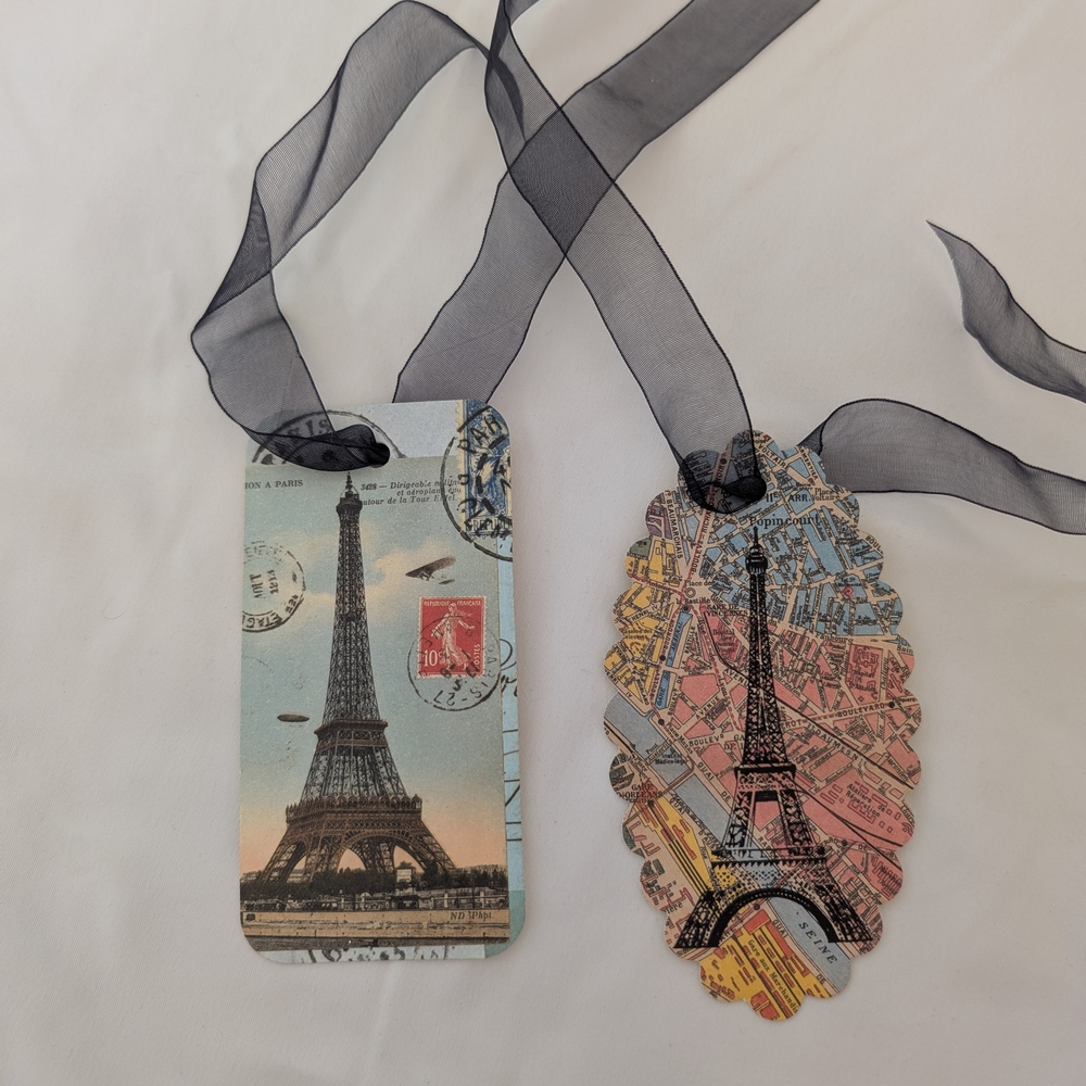 Eiffel Tower Paper Tags with Ribbon